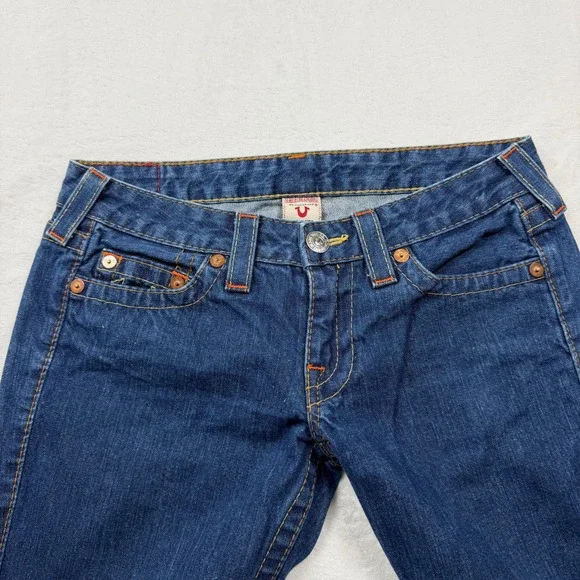 True Religion Bootcut Jeans Womens 28 Blue Excellent Low Rise Made in USA 04502